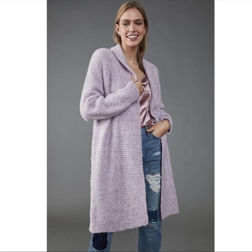 Anthropologie Lilla Textured Cardigan, Lilac Purple, XS
